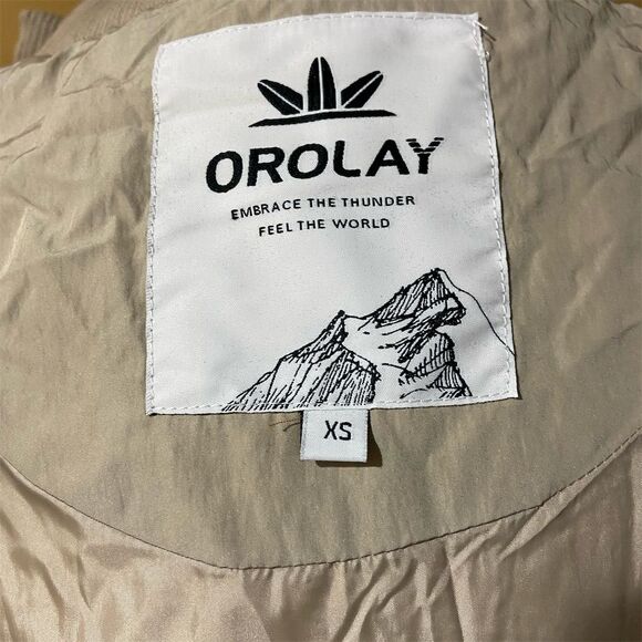 Orolay Down Women's Beige Puffer Jacket XS Faux Fur Hood Winter Coat - Picture 7 of 7